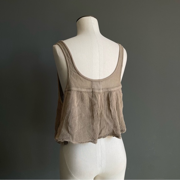 Seneca Rising Open Knit Tank Barneys NY Minimalist Linen Boho Crop Top Organic - Picture 4 of 7
